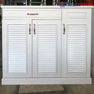 Thanh Lý Tủ Giày Gỗ Cao Su 3 Cánh 1m Cửa Lá Sách Mới 99% 2 Thanh Lý Tủ Giày Gỗ Cao Su 3 Cánh 1m Cửa Lá Sách màu trắng