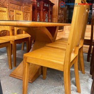 Bộ Bàn Ăn Gỗ Sồi 1m6 Chân Chữ K Mới 99%