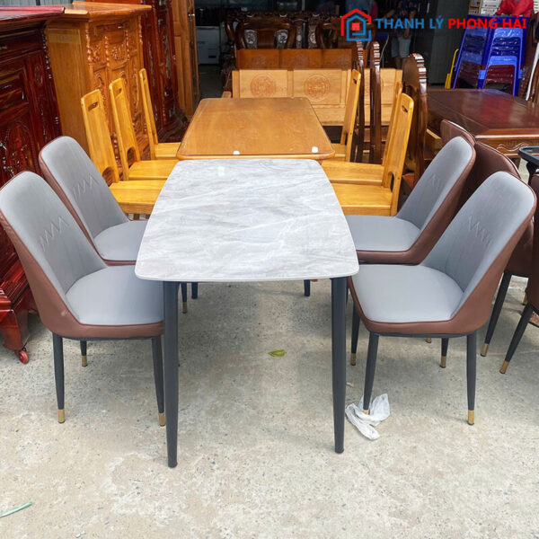 Bộ Bàn Ăn Mặt Đá 1m2 Kèm 4 Ghế Mới 99%