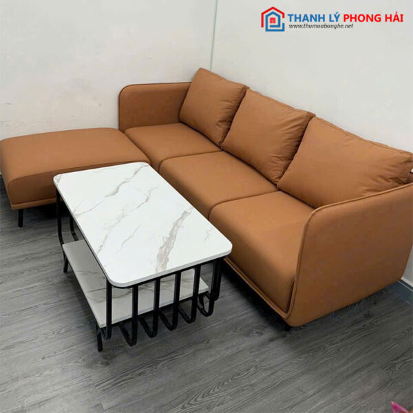 Bộ Sofa Bọc Da Kèm Đôn Ghép Góc L Mới 99%