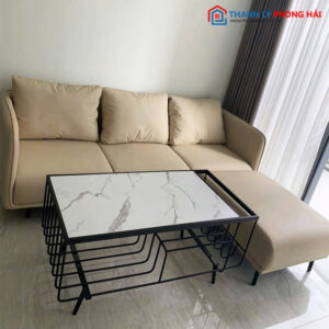 Bộ Sofa Bọc Da Kèm Đôn Ghép Góc L Mới 99%