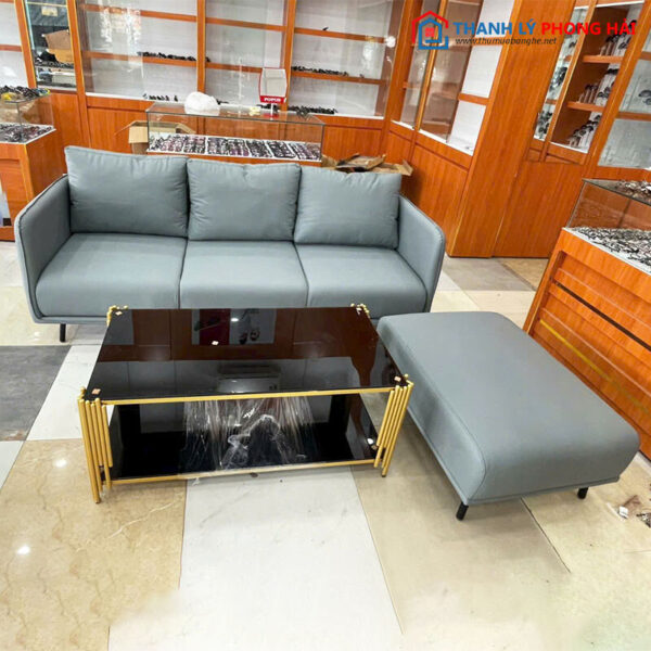 Bộ Sofa Bọc Da Kèm Đôn Ghép Góc L Mới 99%