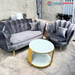 bộ sofa vỏ sò xám đậm