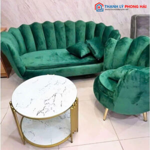 bộ sofa vỏ sò xanh