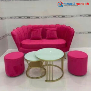 bộ sofa vỏ sò hồng