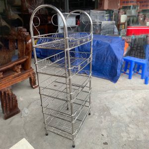 Thanh Lý Kệ Inox 5 Tầng 60cm Tay Cung Mới 99%