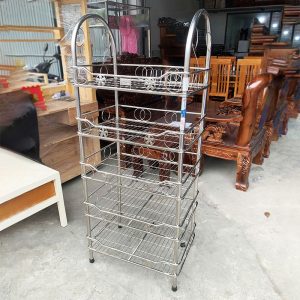 Thanh Lý Kệ Inox 5 Tầng 60cm Tay Cung Mới 99%