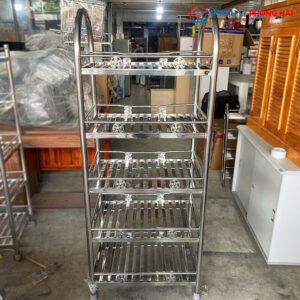 Thanh Lý Kệ Inox 5 Tầng 60cm Tay Cung Mới 99%