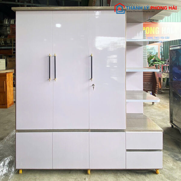 Thanh Lý Tủ Áo Nhựa 3 Cánh Kèm Kệ Nhiều Ngăn Mới 99%