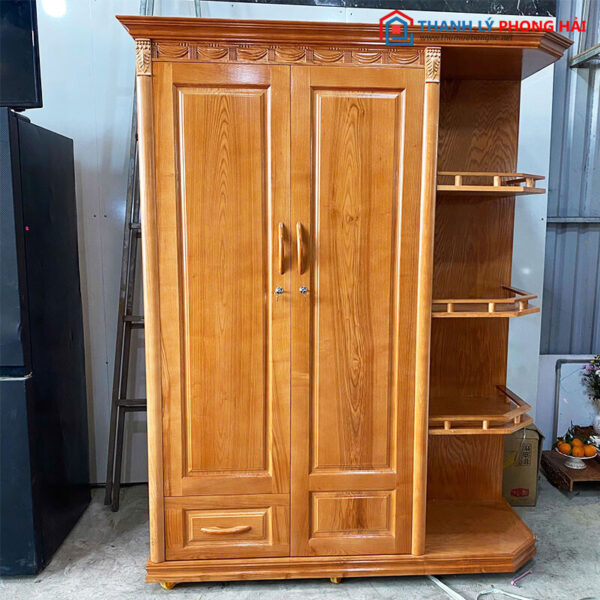Tủ Quần Áo Gỗ Sồi 1m6 Kèm Kệ Trưng Bày Mới 99%
