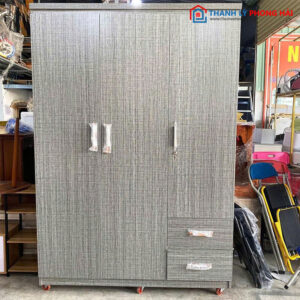 Thanh Lý Tủ Quần Áo MDF 1m4 Màu Xám Mới 99%
