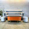 Băng Sofa Da Xám Kèm 2 Đôn Tròn Và Bàn Oval Mới 99%