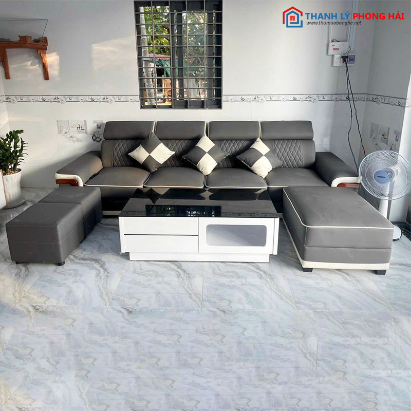 Bộ Sofa Da 2m9 Cao Cấp Màu Xám Mới 99% bo-sofa-da-2m9-cao-cap-mau-xam Bộ Sofa Da 2m9 Cao Cấp Màu Xám Mới 99%