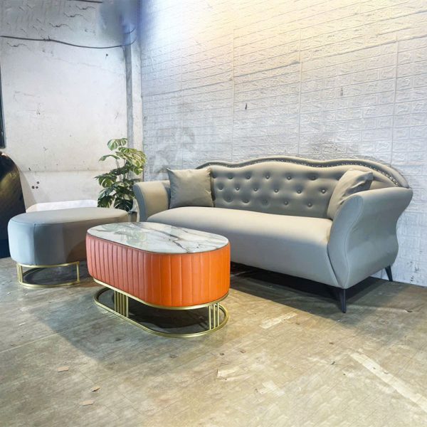 Thanh Lý Bộ Sofa Da Cao Cấp Màu Xám Hoàng Gia Mới 99%