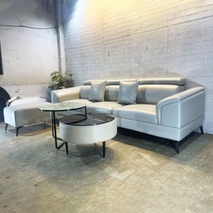 Bộ Sofa Màu Xám 2m6 Simili Cao Cấp Mới 99%