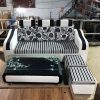 Sofa 3 Chỗ Ngồi Bọc Da Sọc Trắng Đen Mới 99%