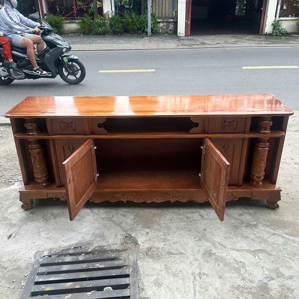 Thanh Lý Tủ Tivi Gỗ Tự Nhiên 1m8 Kiểu Cổ Điển Mới 99%