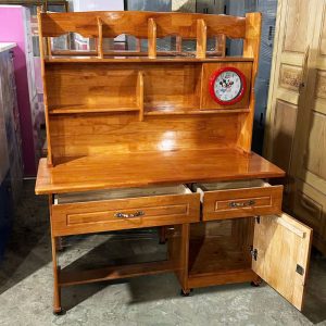 Bàn Học Gỗ Tự Nhiên 1m2 Có Kệ Sách Mới 99%