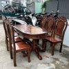 Bộ Bàn Ăn Gỗ Tự Nhiên 6 Ghế 1m58 Mới 99%