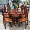 Bộ Bàn Ăn Mặt Oval 1m9 Gỗ Tự Nhiên 8 Ghế Mới 99%
