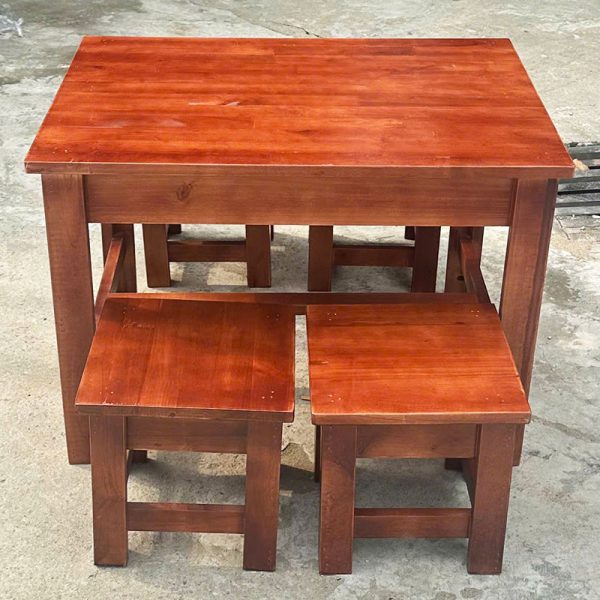 Bộ Bàn Ghế Gỗ 80cm Màu Nâu Cánh Gián Mới 99%