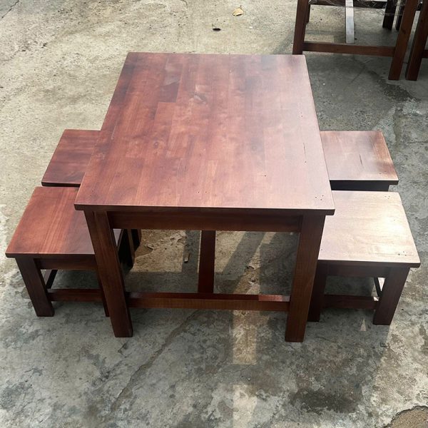 Bộ Bàn Ghế Gỗ 80cm Màu Nâu Cánh Gián Mới 99%