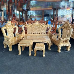 Bộ Salon Gỗ Gõ Lưng Tấm Chạm Nghê Mới 99% (Nhiều Size)