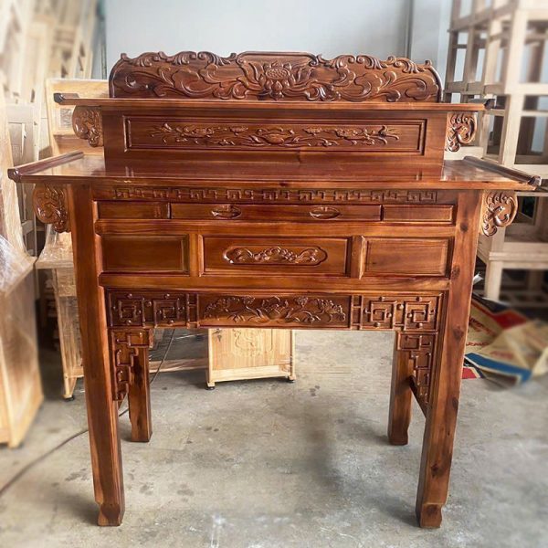 Kệ Thờ Gỗ Tràm 1m47 Chạm Hoa Văn Tinh Xảo Mới 99%