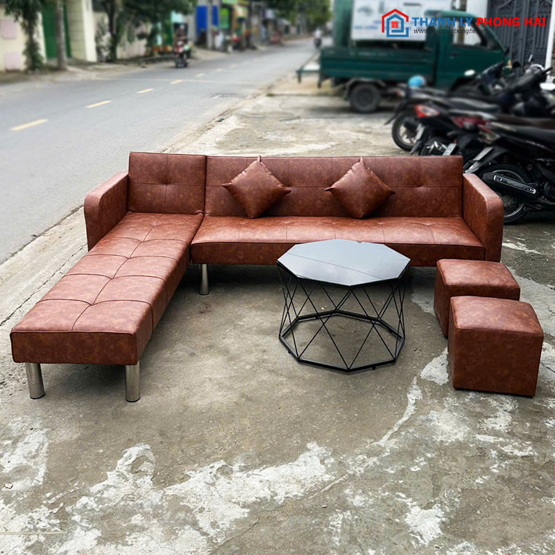 Sofa Bed Góc L Màu Nâu Bọc Da Simili Mới 99%   sofa-bed-goc-l-mau-nau-boc-da-simili-moi-99-2 Sofa Bed Góc L Màu Nâu Bọc Da Simili Mới 99%