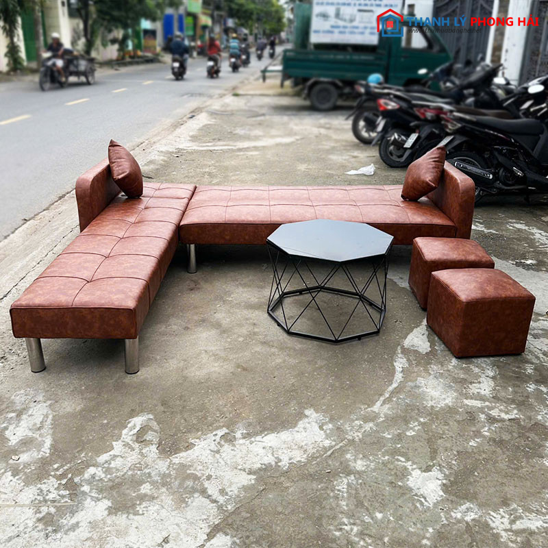 Sofa Bed Góc L Màu Nâu Bọc Da Simili Mới 99%   sofa-bed-goc-l-mau-nau-boc-da-simili-moi-99-3 Sofa Bed Góc L Màu Nâu Bọc Da Simili Mới 99%