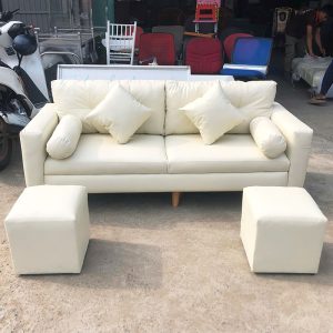 Thanh Lý Sofa Bọc Da 2 Chỗ Kèm Đôn Vuông Mới 99% (Nhiều Màu)