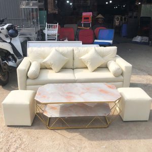 Thanh Lý Sofa Bọc Da 2 Chỗ Kèm Đôn Vuông Mới 99% (Nhiều Màu)