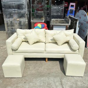 Thanh Lý Sofa Bọc Da 2 Chỗ Kèm Đôn Vuông Mới 99% (Nhiều Màu)