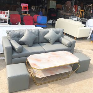Thanh Lý Sofa Bọc Da 2 Chỗ Kèm Đôn Vuông Mới 99% (Nhiều Màu)