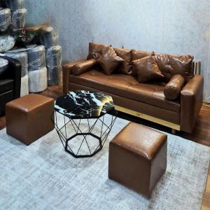 Thanh Lý Sofa Bọc Da 2 Chỗ Kèm Đôn Vuông Mới 99% (Nhiều Màu)