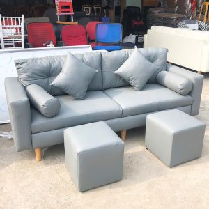 Thanh Lý Sofa Bọc Da 2 Chỗ Kèm Đôn Vuông Mới 99% (Nhiều Màu)