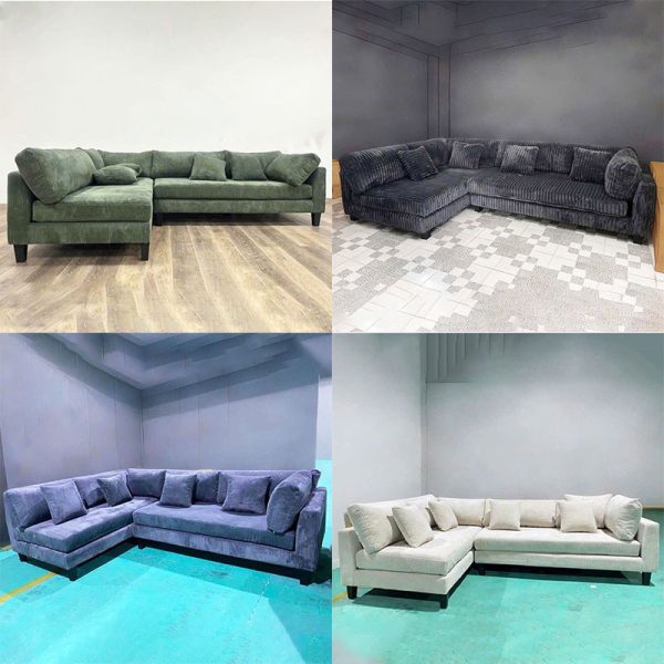 Sofa Chữ L 2m9 Bọc Nhung Gân Cao Cấp Mới 99% (Nhiều Màu)