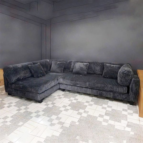 Sofa Chữ L 2m9 Bọc Nhung Gân Cao Cấp Mới 99% (Nhiều Màu)