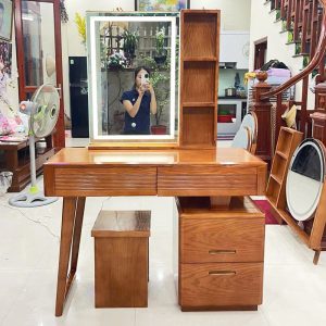 Bàn Trang Điểm Gỗ Sồi Gương LED Mới 99% (Nhiều Size)