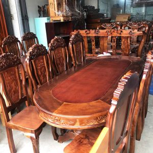 Bộ Bàn Ăn Gỗ Tràm 1m95 Kèm 8 Ghế Mã Đáo Thành Công Mới 99% 1 Bộ Bàn Ăn Gỗ Tràm 1m95 Kèm 8 Ghế Mã Đáo Thành Công Mới 99%