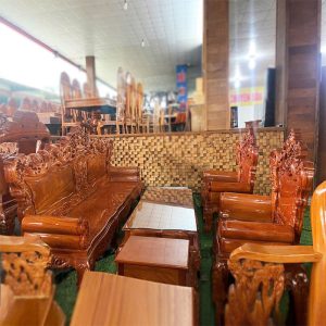 Bộ Salon Hoàng Gia Mặt Liền Gỗ Hương Đá Mới 99%