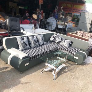 Bộ Sofa Góc L 2m15 Kèm Bàn Kính Mới 99% (Nhiều Màu)