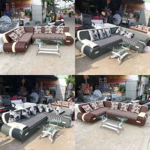 Bộ Sofa Góc L 2m15 Kèm Bàn Kính Mới 99% (Nhiều Màu)