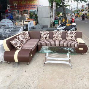 Bộ Sofa Góc L 2m15 Kèm Bàn Kính Mới 99% (Nhiều Màu)