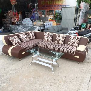 Bộ Sofa Góc L 2m15 Kèm Bàn Kính Mới 99% (Nhiều Màu)