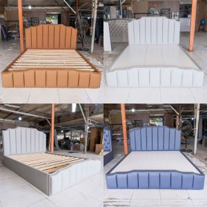 Giường Bọc Da Sọc Cao Cấp Mới 99% (Nhiều Màu)