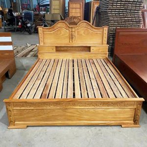 Giường Gỗ Gõ Kiểu Hộp Độc Đáo Mới 99% (Nhiều Size)