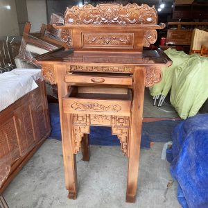 Bàn Thờ Gỗ Tràm 88cm 2 Tầng Chạm Hoa Sen Mới 99% 1 Bàn Thờ Gỗ Tràm 88cm 2 Tầng Chạm Hoa Sen Mới 99%