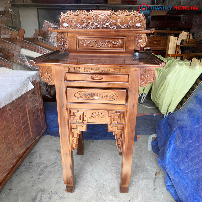 Bàn Thờ Gỗ Tràm 88cm 2 Tầng Chạm Hoa Sen Mới 99% ban-tho-go-tram-88cm-2-tang-cham-hoa-sen-2 Bàn Thờ Gỗ Tràm 88cm 2 Tầng Chạm Hoa Sen Mới 99%
