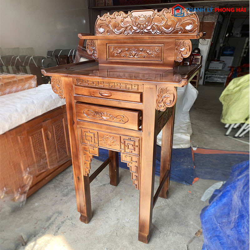 Bàn Thờ Gỗ Tràm 88cm 2 Tầng Chạm Hoa Sen Mới 99% ban-tho-go-tram-88cm-2-tang-cham-hoa-sen-3 Bàn Thờ Gỗ Tràm 88cm 2 Tầng Chạm Hoa Sen Mới 99%